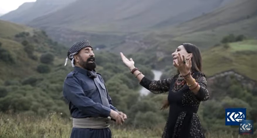 Kurdish singers Sivan Perwer and Zarifa Pashaevna Mgoyan performing in Caucasus Mountains, Russia. (Photo: K24)